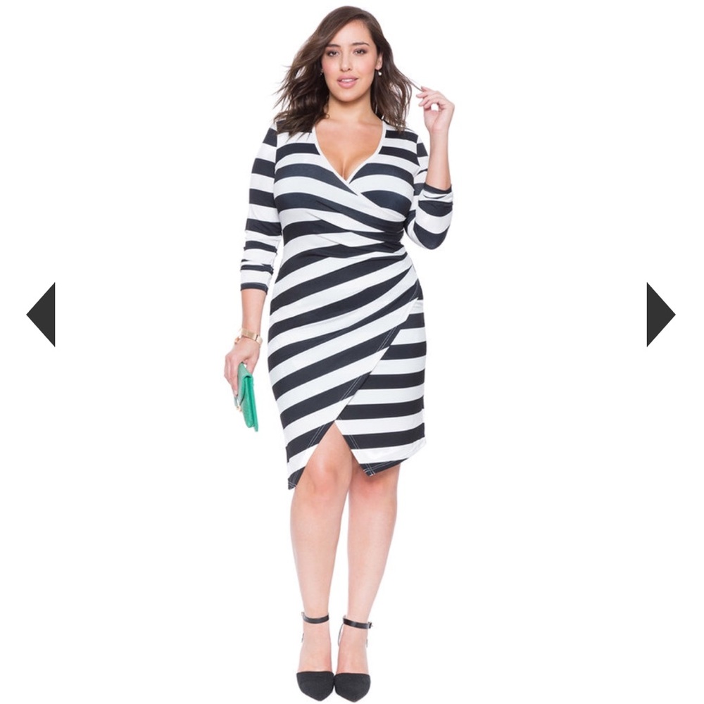 Striped Asymmetrical Faux Wrap Dress