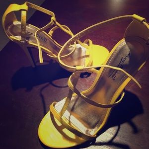 Yellow High Heel Strappy Sandals