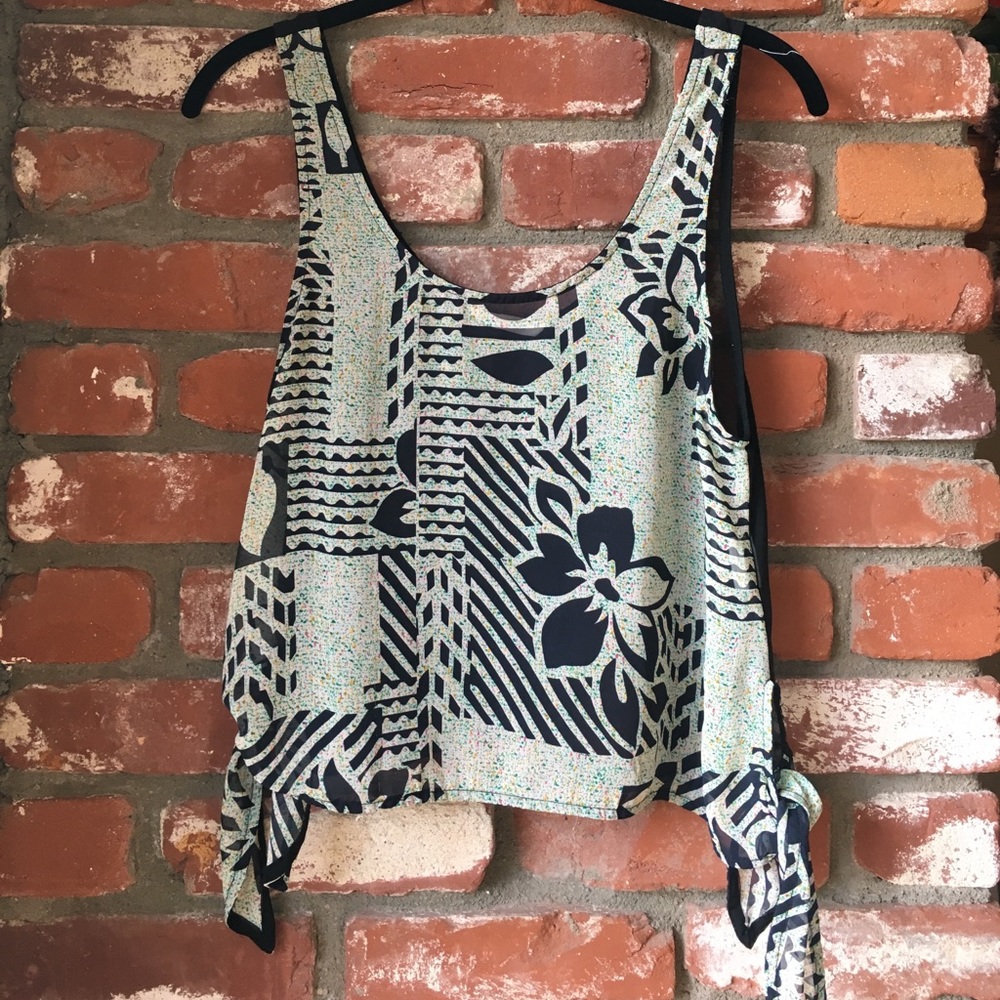 Sheer Hawaiian print tank