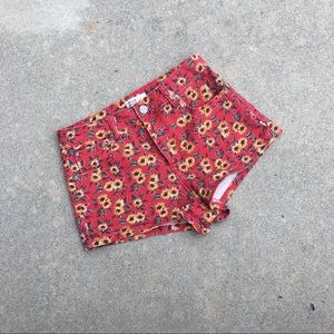red sunflower shorts
