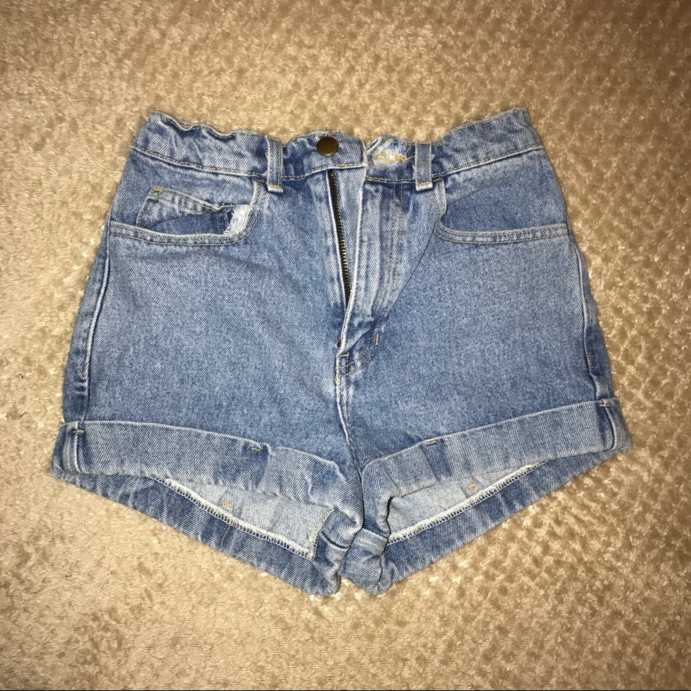 American Apparel High Waisted Denim Shorts 25