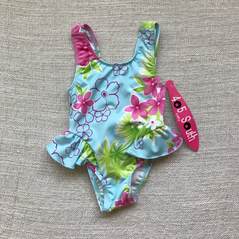 NWT TODDLER GIRL FLORAL ORINT SWIMSUIT