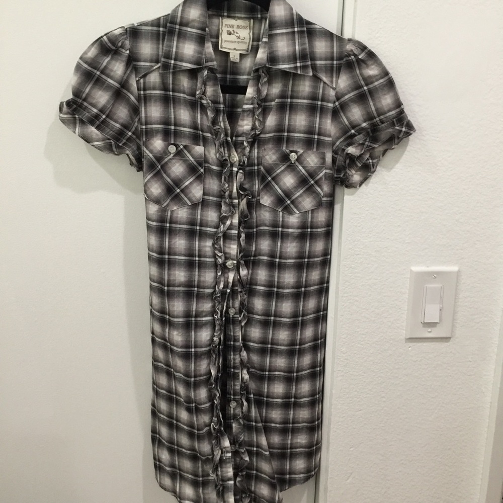 Flannel dress shirt in black and white