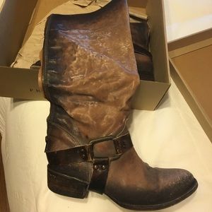 Free bird Tall Grey leather Boots size 7