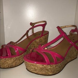 NWOT Kate spade pink cork wedges