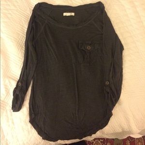 XS charcoal 3/4 sleeve crew shirt