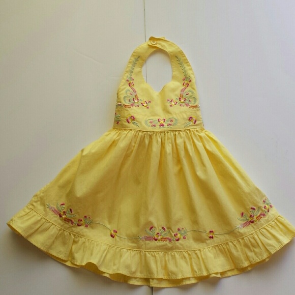 Blueberi Boulevard Girls Halter Top Summer White Dress Size 2T 3T 4T Embroidered