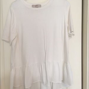 Loft white blouse with ruffles