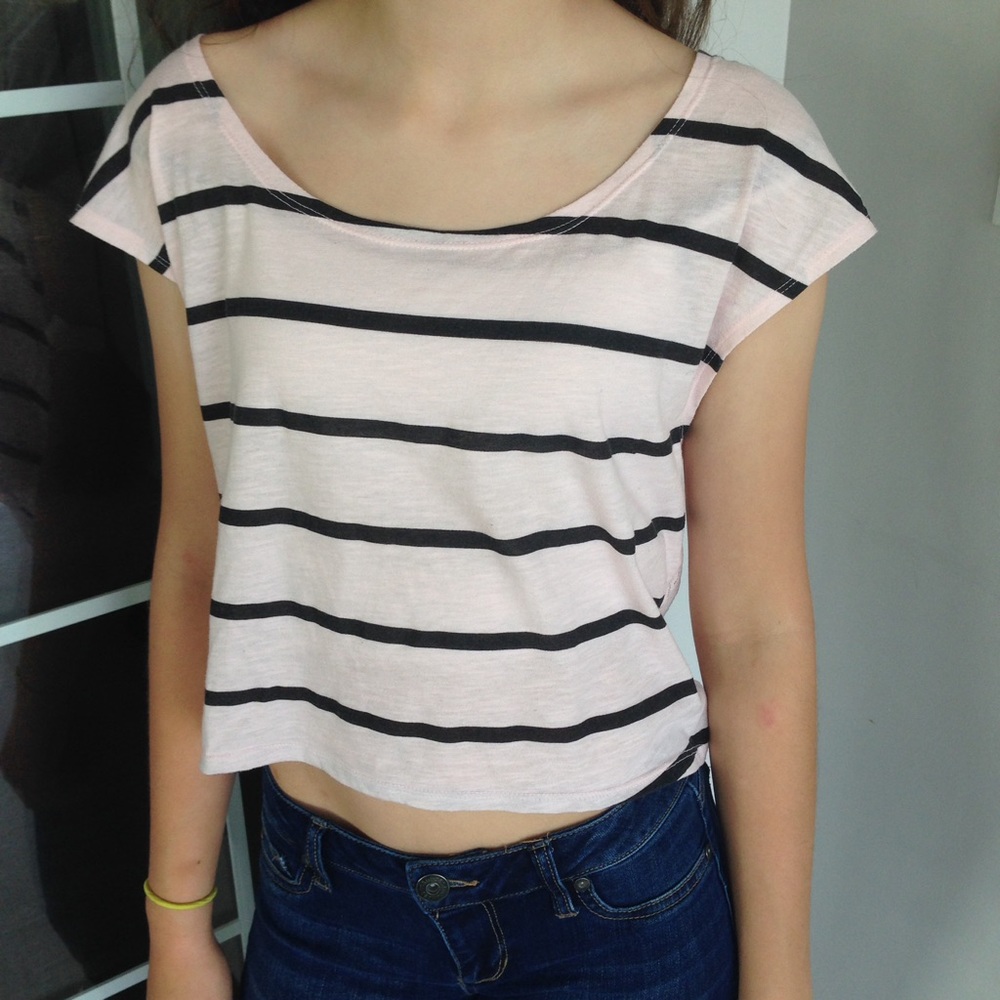 VS PINK Striped Crop Top