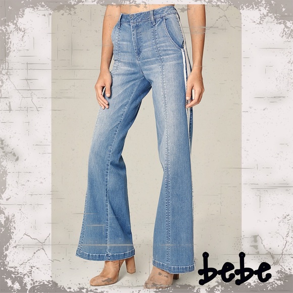 bebe Denim - 🆕bebe STRIPED WIDE LEG JEANS STYLE # 280286