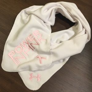 Under Armour Power In Pink white fleece scarf