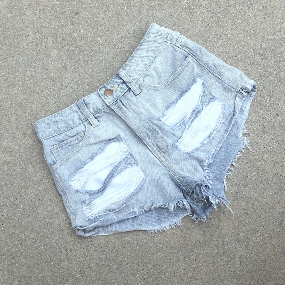 distressed denim shorts