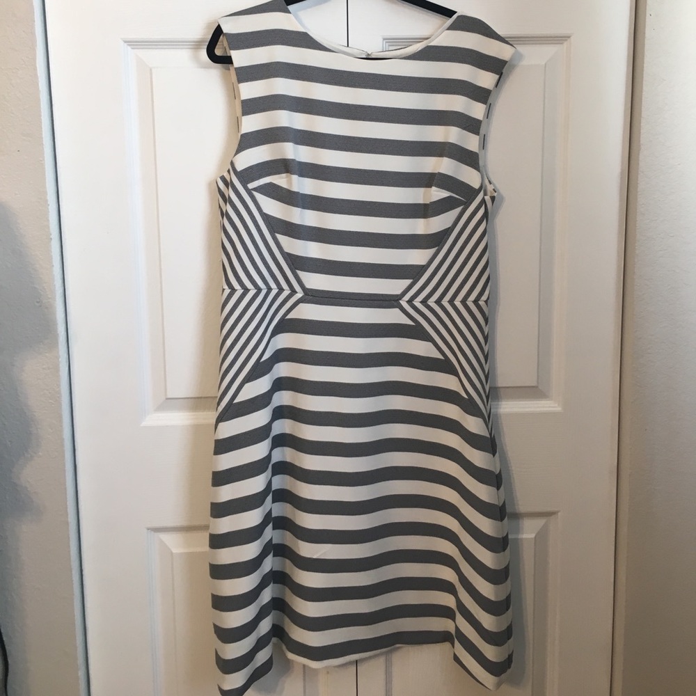 Cream and gray stripped dress