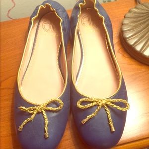 Lilly Pulitzer blue leather ballet flats
