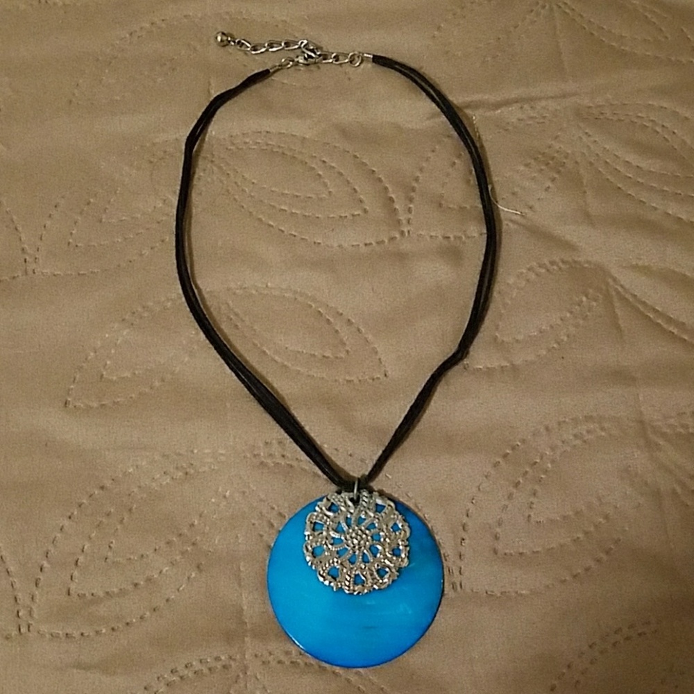 Teal/Blue and Silver Necklace