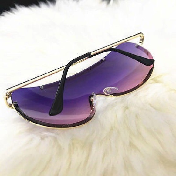 "Violet Ray" Oversized Retro Shield Shades - Picture 3 of 4