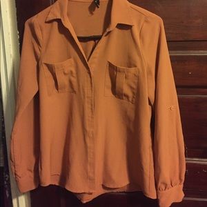 Very nice dirty orange silk blouse
