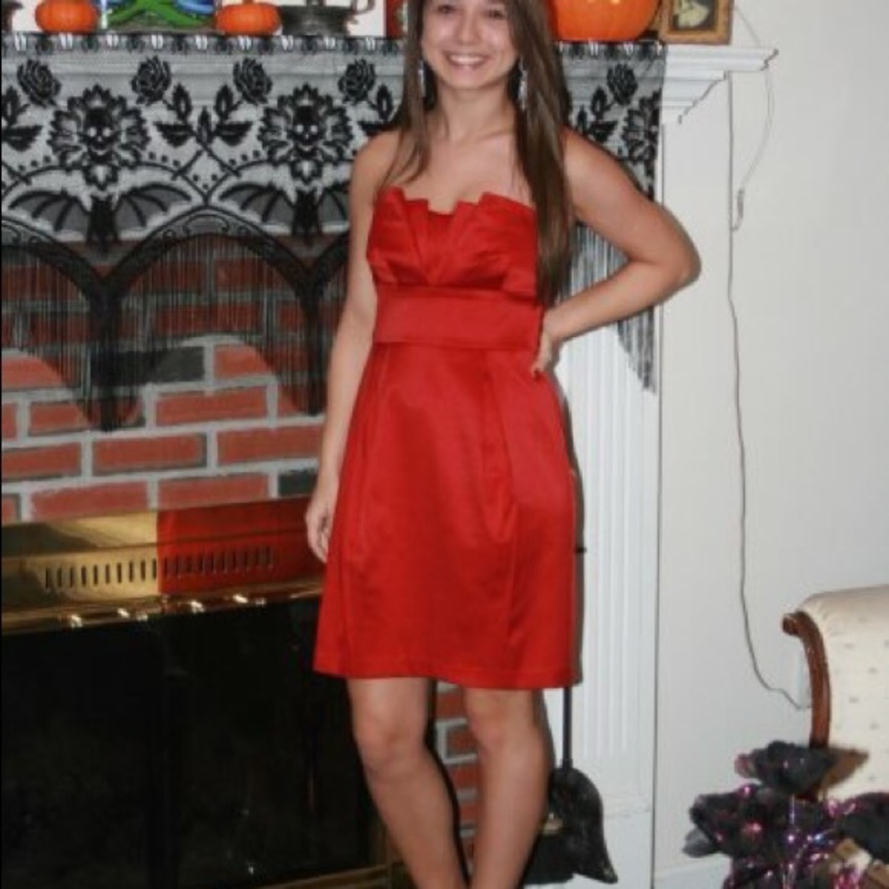 Red Silky Semi-Formal Dress