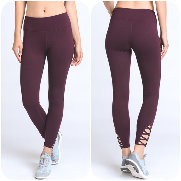 Magenta Crisscross Detail Leggings - Picture 3 of 4