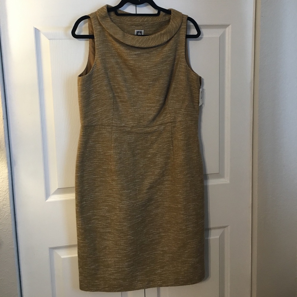Gold color office dress