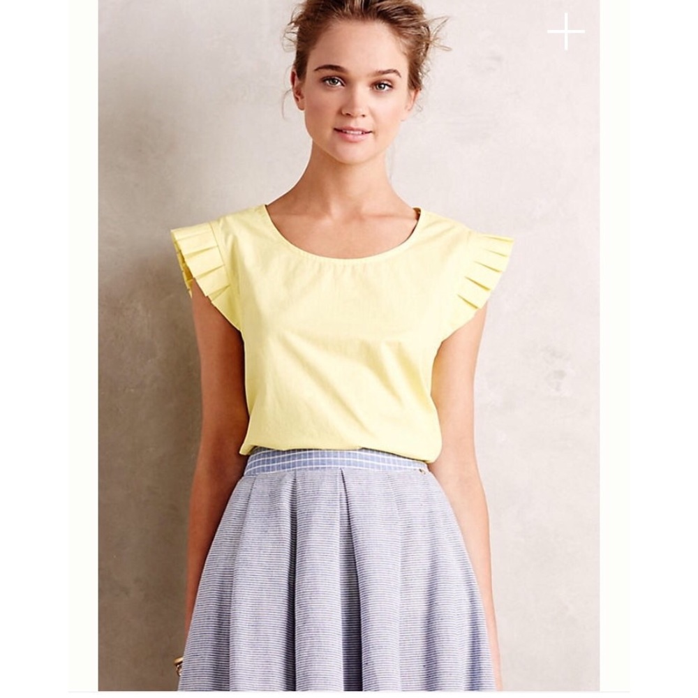 Anthropologie- HD in Paris Ruffle Poplin Top M