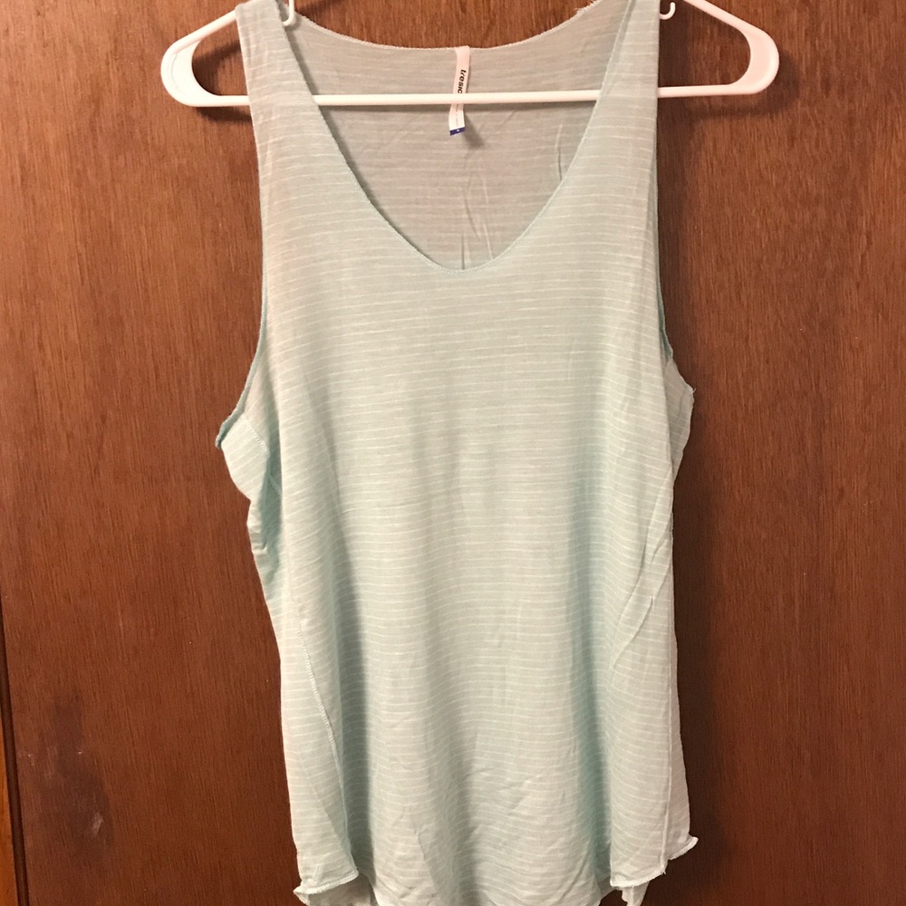 Teal and white striped tank