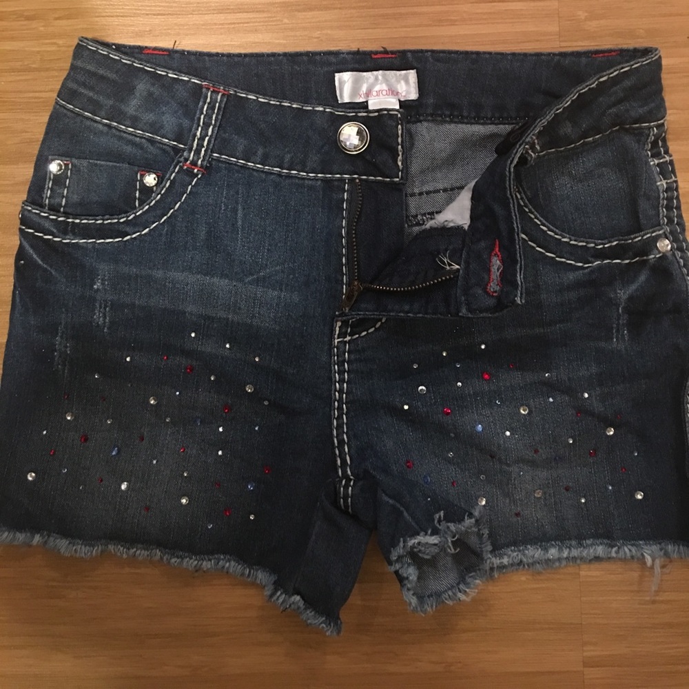 Girls jean shorts with a little colorful bling