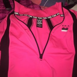 Pink workout half zip