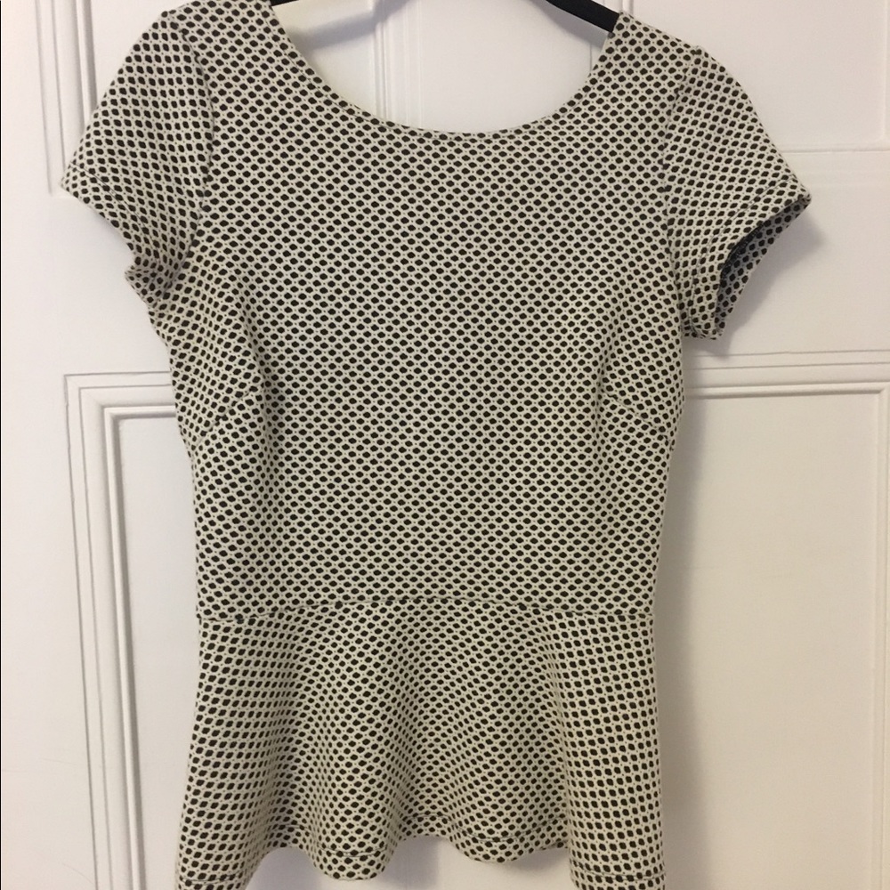 Banana Republic black & white peplum blouse size 2