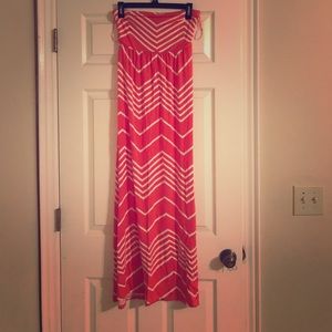 Coral/White Maxi Dress