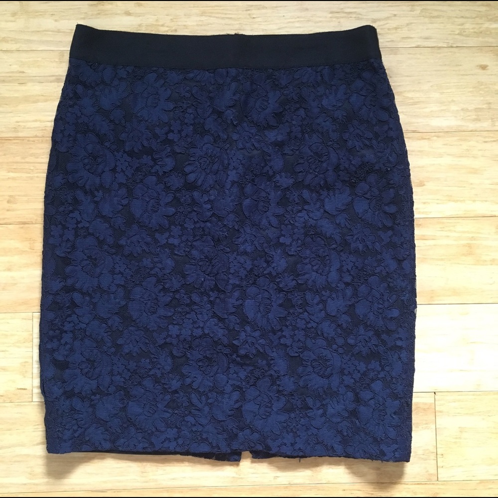 J Crew Navy Lace Skirt