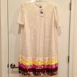NWT White Sequined Shift Dress