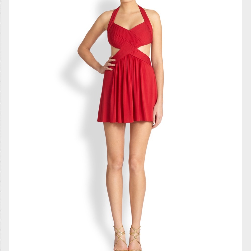 Red BCBG cut out dress