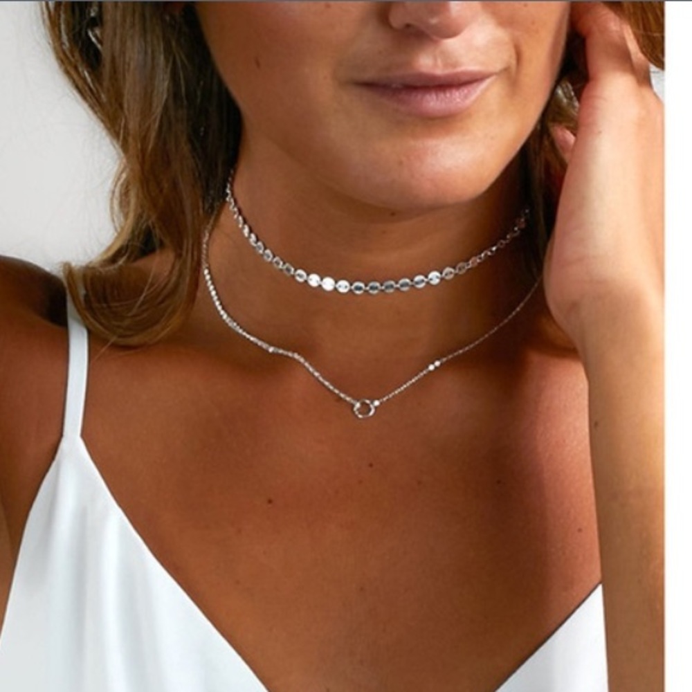 3/$30 CHLOE layered silver necklace!