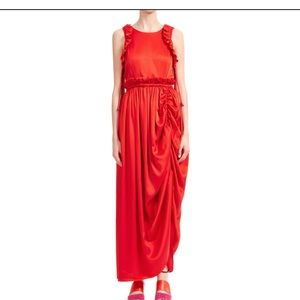 Sportmax SS17 Red Ruffled Runway Long Dress