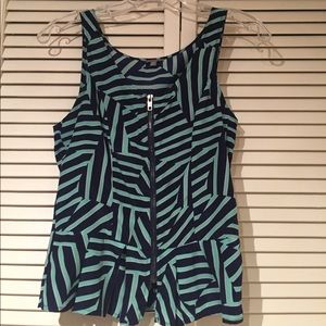 Zip front peplum top