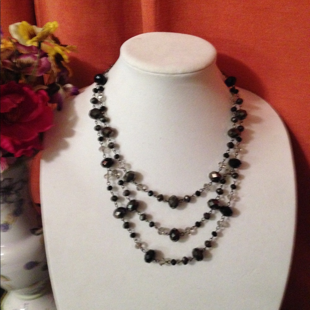 3 Stranded Crystal Beaded Necklace