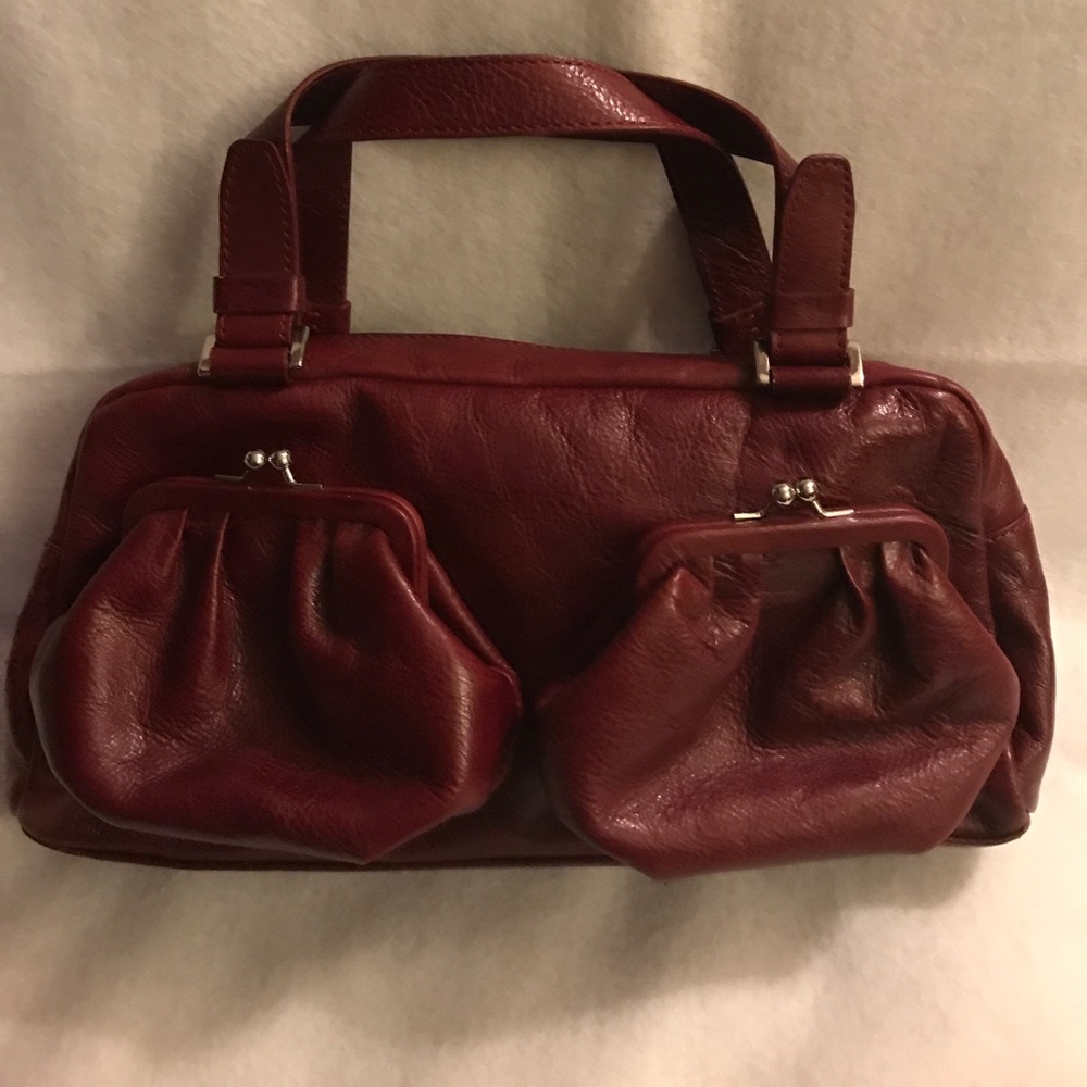 Burgundy,leather gently used purse