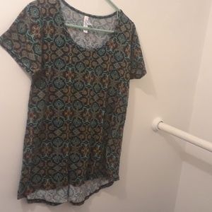 Lularoe xs teal black and orange perfect tee