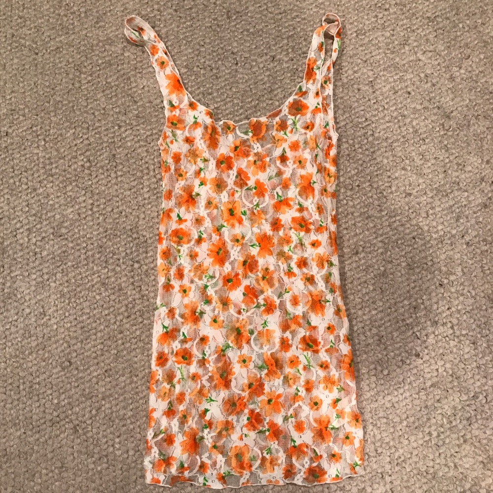 Intimately Free People Orange Flower Lace Tank