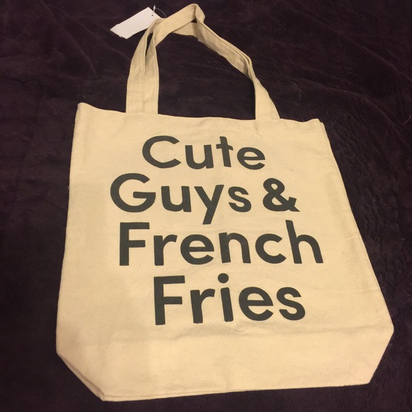 Handbags - 🍟HP🍟 Cute Guys and French Fries Canvas Tote