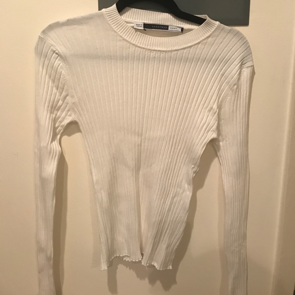 Sportmax Code white ribbed long sleeve knit