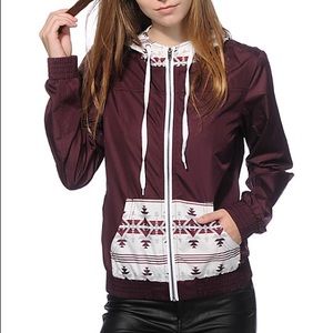 Zumiez tribal maroon windbreaker zip up