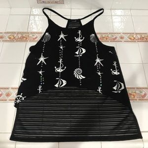 Tank top black with sea shells and anchor