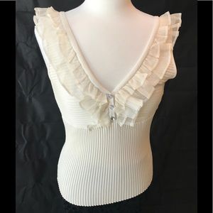 Ruffled Cream Top with bling buttons