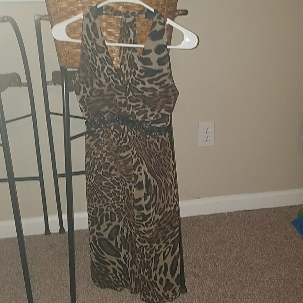 Leopard print halter dress