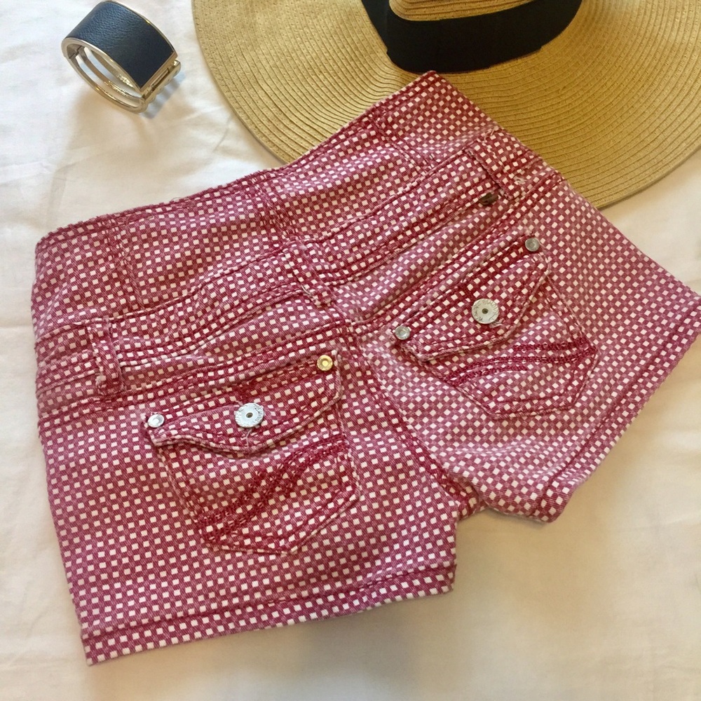 High Rise checkered pattern jean shorts♥️ - Picture 2 of 3