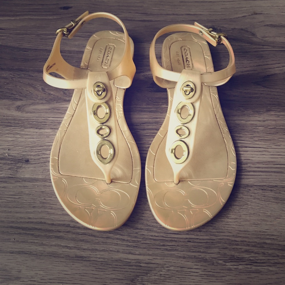 7/4 Sale! COACH gold sandals