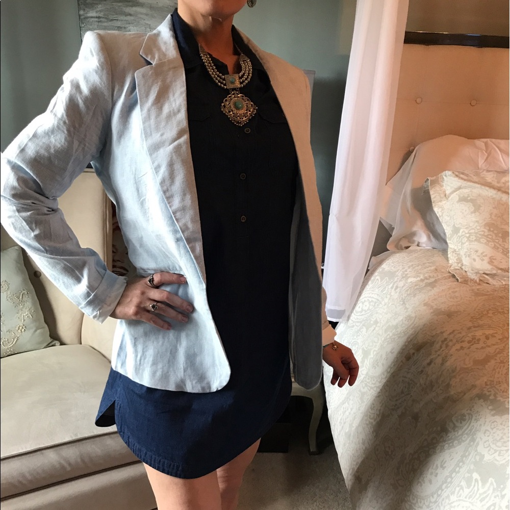 Blazer baby blue and white stripe