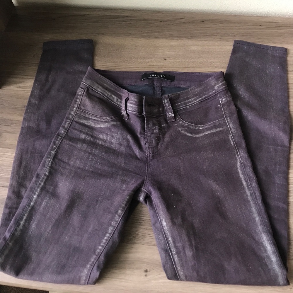 J Brand metallic indigo super skinny jeans